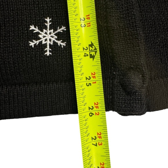 Christmas Sweater Cardigan Vest Black Green‎ Frog Novelty Snowflakes Women's 1X - Picture 15 of 15